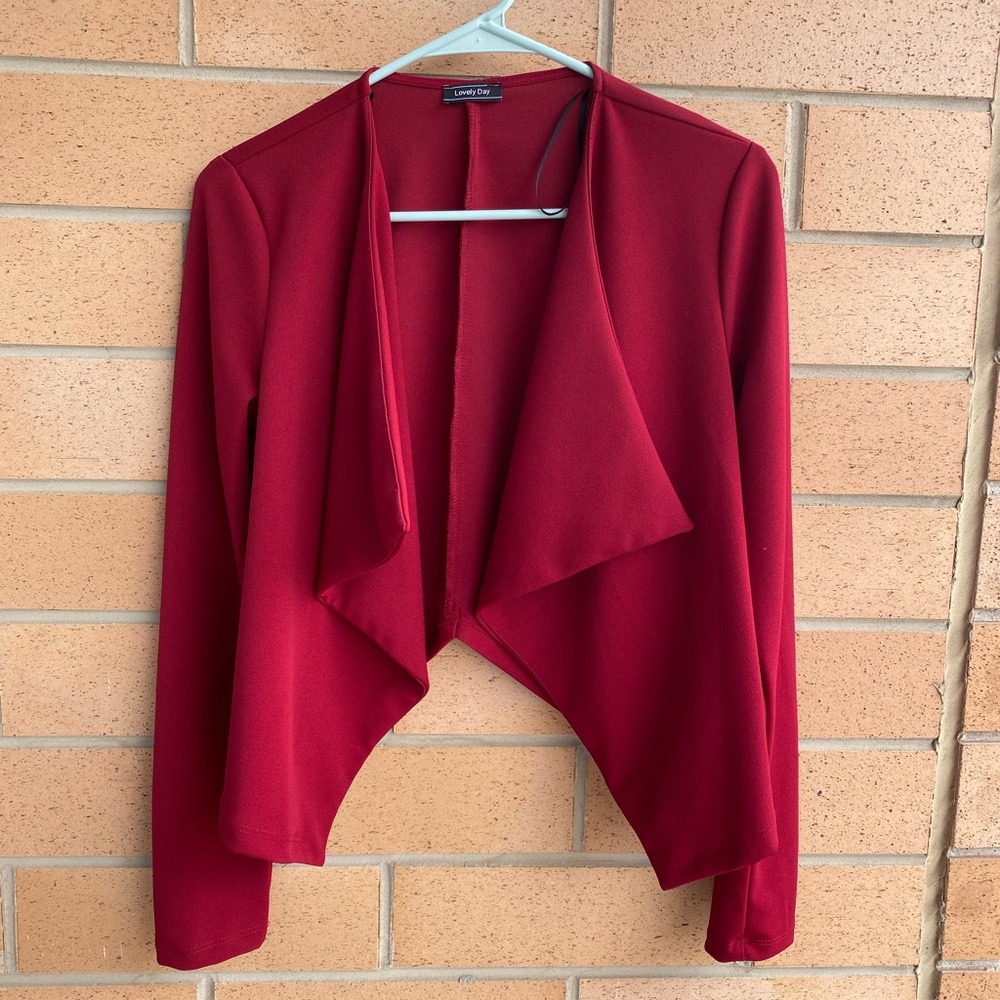 Red cropped blazer